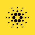 Black Cryptocurrency coin Cardano ADA icon isolated on yellow background. Digital currency. Altcoin symbol. Blockchain