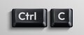 Black Ctrl and C keyboard keys representing the copy command. Royalty Free Stock Photo