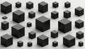 Black cube minimal pattern geometric abstract dark set collection calm mood arrangement on light background Royalty Free Stock Photo