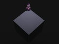 Black cube slowly dissolving into purple crystals Royalty Free Stock Photo