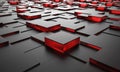 Black cubes with red glass core background.