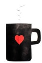 Black cup with heart cut out paper Royalty Free Stock Photo