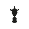 Black cup isolated on white background. Flat vector design element. Wimbledon man cup vector silhouette isolated on white.