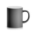 Black Cup, Mug Vector. 3D Realistic Ceramic Or Plastic Cup Isolated On White Background. Classic Blank Cup With Handle