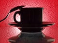Black Cup, Saucer snd Spoon Royalty Free Stock Photo