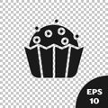 Black Cupcake icon isolated on transparent background. Vector