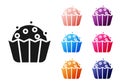 Black Cupcake icon isolated on white background. Set icons colorful. Vector