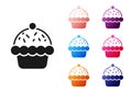 Black Cupcake icon isolated on white background. Set icons colorful. Vector