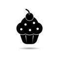 Black Cupcake icon or logo, Illustration Isolated On White