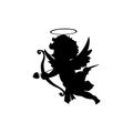 Black Cupid Valentine love fly vector