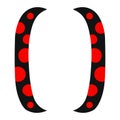 Black curly braces with red dots vector illustration