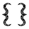 Black curly braces with scribble vector illustration