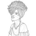 Black curly girl.Coloring book antistress for children and adults.