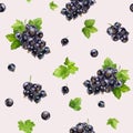 Black currant hand drawn watercolor illustration, seamless pattern Royalty Free Stock Photo