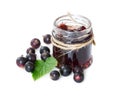 Black currant jam in glass jar Royalty Free Stock Photo