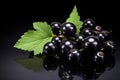 black currant with leaf isolated on a white background. With copy space for your text. Flat lay Royalty Free Stock Photo