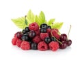 Black currant, raspberry and cherry Royalty Free Stock Photo