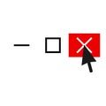 Cursor on x close in square icon