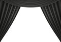 Black curtain of a classical theater isolated on white background. 3d render Royalty Free Stock Photo