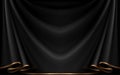 Black curtain with golden edges background