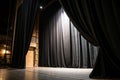 Black curtain stage background slightly open Royalty Free Stock Photo