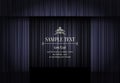 Black curtain theatre stage luxury abstract background with vintage style text. Dark curtain vector illustration. Black