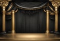 Black curtains hanging on a stage likely in a theater or auditorium setting Generative AI