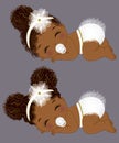 Black Cute Baby Girls in White Ruffled Diapers Royalty Free Stock Photo