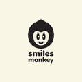 Black cute face monkey smile logo design vector graphic symbol icon sign illustration creative idea Royalty Free Stock Photo