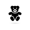 Black Cute smiling teddy bear icon or logo