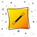 Black Cuticle pusher icon isolated on white background. Tool for manicure. Yellow square button. Vector Royalty Free Stock Photo