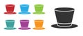 Black Cylinder hat icon isolated on white background. Set icons colorful. Vector Royalty Free Stock Photo