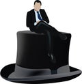 Black cylinder hat with over sitting distinguished person