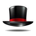 Black cylinder hat with red ribbon Royalty Free Stock Photo