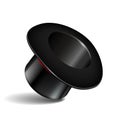 Black cylinder hat with red ribbon Royalty Free Stock Photo