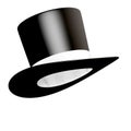 Black cylinder hat with white ribbon