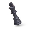 Black 3D chess king. Leader on chessboard, main figure. Vector element in tilted position Royalty Free Stock Photo