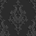 Black 3d Floral Damask Seamless Pattern Royalty Free Stock Photo