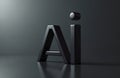 Black 3d letters AI on dark background. Modern concept for artificial intelligence and future tech. Symbol for smart automation Royalty Free Stock Photo