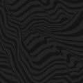 Black 3d line distortion illusion design. Geometric stripped pattern illustration art. Modern swirl curve cover. Vector