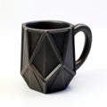 Black 3d Printed Cubist Faceted Coffee Mug