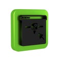 Black 3D printer setting icon isolated on transparent background. 3d printing. Green square button.