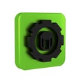 Black 3D printer setting icon isolated on transparent background. 3d printing. Green square button.