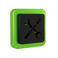 Black 3D printer setting icon isolated on transparent background. 3d printing. Green square button.