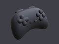 Black 3d realistic wireless gamepad isolated on dark background. Vector illustration