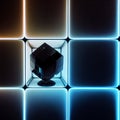 Black 3d render futuristic cube Royalty Free Stock Photo