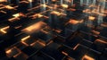 black 3d square block texture with neon light led perspective shadow by Generative AI