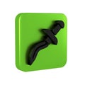 Black Dagger icon isolated on transparent background. Knife icon. Sword with sharp blade. Green square button.