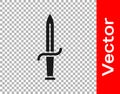 Black Dagger icon isolated on transparent background. Knife icon. Sword with sharp blade. Vector Royalty Free Stock Photo