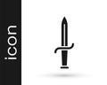 Black Dagger icon isolated on white background. Knife icon. Sword with sharp blade. Vector